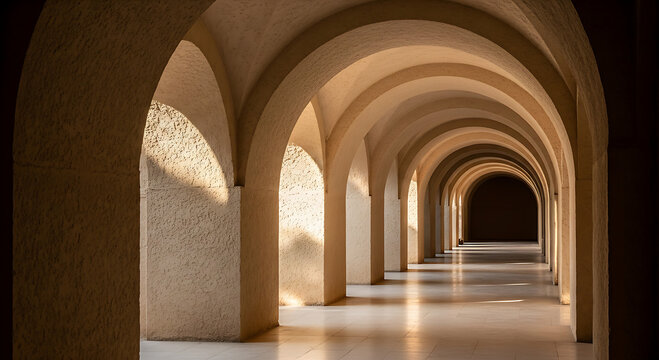 Interior view of a grand stone cathedral aisle with arches.