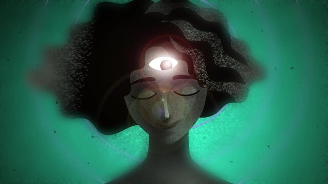 woman opening her third eye