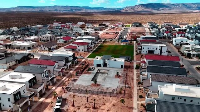 Aerial drone footage continuous camera move