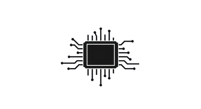 Black Microchip Icon on White Background 2.