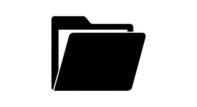 Black open folder icon on a light gray background.