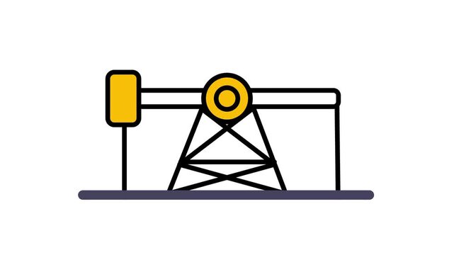 A mechanical oil pump jack icon standing on a solid base represents petroleum extraction the drilling industry and natural resource energy production