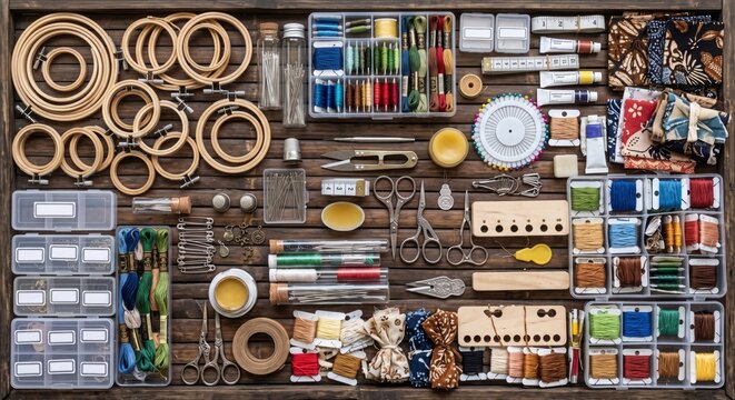 tools and materials for making embroidery craft