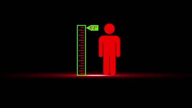 Human height measurement infographic with 5'2" marker on black background