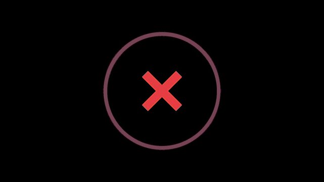 Fingerprint scan animation with error denied mark, transparent
