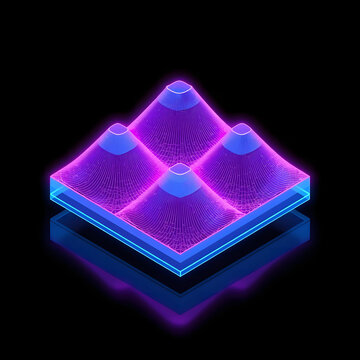 3D Isometric Neon Data Terrain Cyberpunk Abstract Visualization