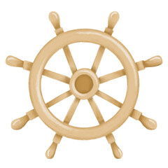 Hand Drawn Wooden Ship's Wheel Isolated on Transparent Background © Totomura Toto