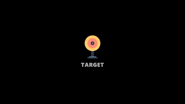 Minimal animated target icon representing financial goals, investment objectives, business targets, planning and successful achievement.