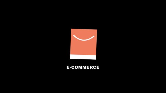 Minimal animated e commerce shopping bag icon on a dark background, representing online shopping, digital commerce, retail transactions and modern financial services.
