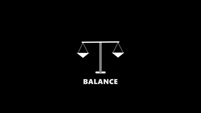 Minimal animated balance scale representing financial balance, accounting accuracy, fairness, budgeting and economic equilibrium.