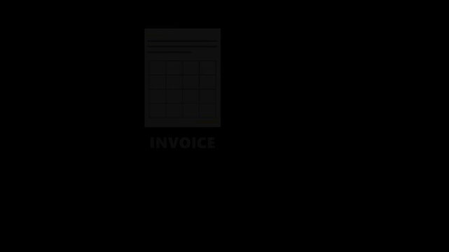 Minimal animated invoice document representing billing, accounting, payment requests, business transactions and financial administration.