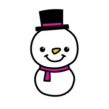 Cute Snowman Wearing a Winter Hat and Scarf Isolated on White, Festive Christmas Holiday Decoration for Winter Celebration and Seasonal Design
