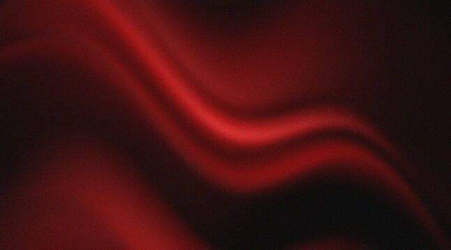 Red fabric texture with a pleated or wavy effect. With a gradation of dark red to bright red. which gives the impression of a material such as satin, velvet, or a smooth digital background.
