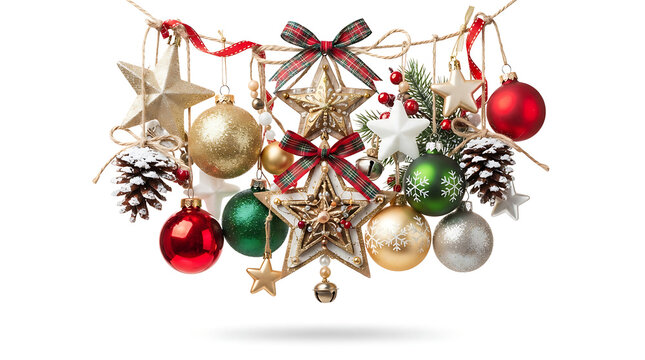 Colorful christmas holiday decorations cluster