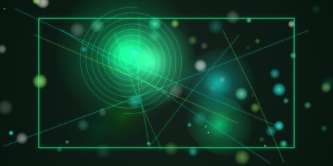 Obraz premium Abstract green radar screen with digital light effects