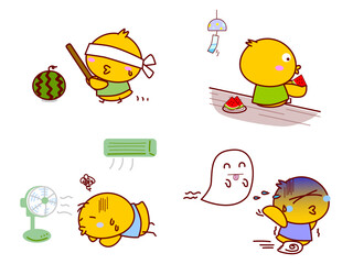 夏を楽しむひよこセット03 © twomoons