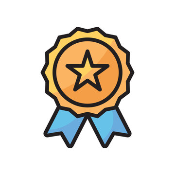 Award Medal Line Color Icon