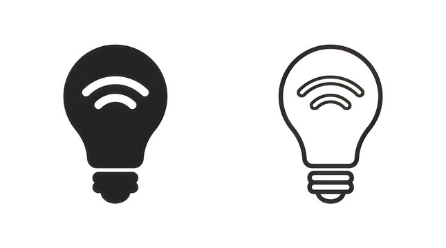 Lightbulb icon with and without wifi signal