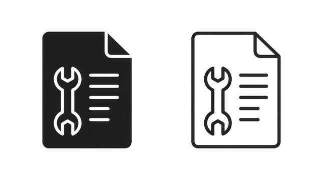Document icons with wrench and lines