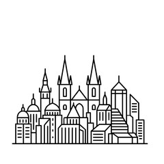 Fototapeta premium City skyline with churches and modern buildings
