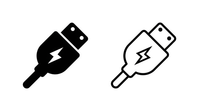 Usb charging lightning bolt icon pair