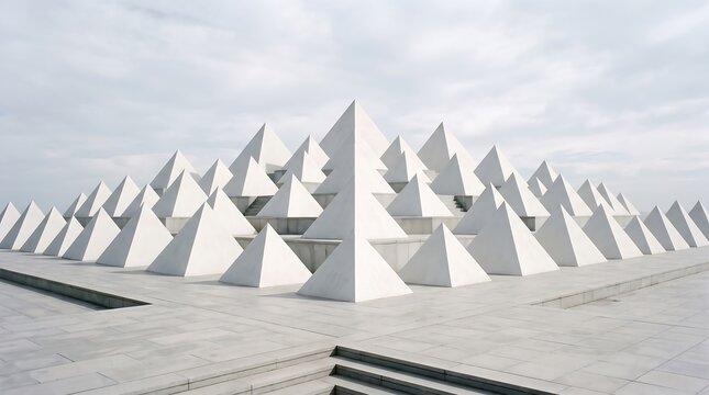 Offset White Geometric Pyramid Steps Architectural Background