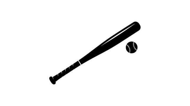 Baseball bat with ball on white background