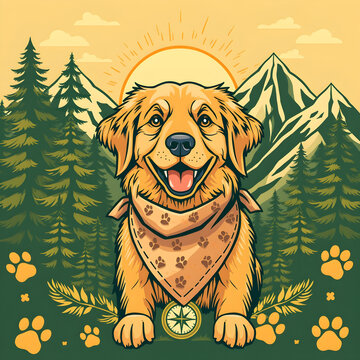Golden Retriever Dog in Nature Design