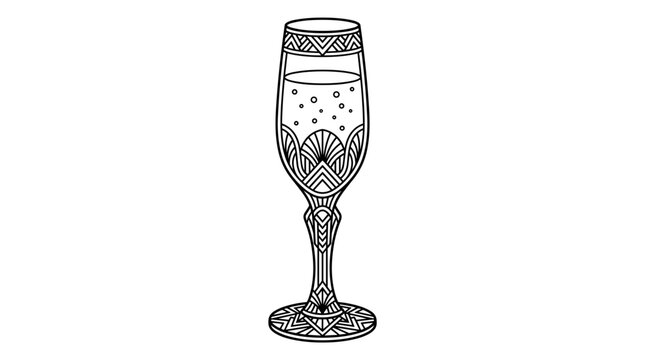 Art deco champagne glass, flute vector isolated on White Background