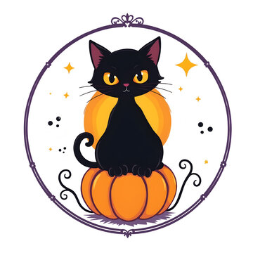 Transparent BG Black Cat Design