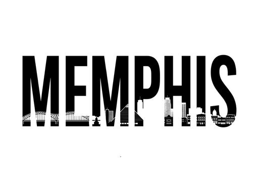 Memphis Tennessee City Skyline Typography Vector Silhouette Illustration