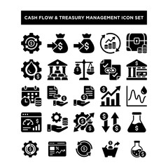 Fototapeta premium Modern Cash Flow Treasury Management Icons Set.