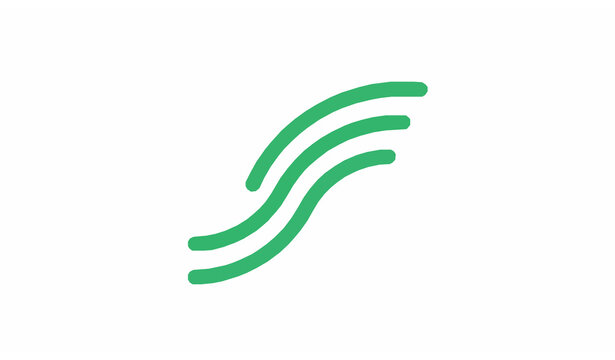 Green Three Curved Lines Minimal Logo Vector