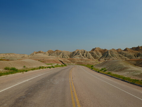 Highway 240 traversing through the Badlands of South Dakota