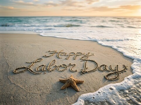 Celebrating labor day with a tranquil beach scene a moment of relaxation and appreciation for hard work and dedication