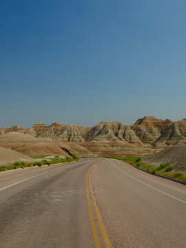 Highway 240 traversing through the Badlands of South Dakota