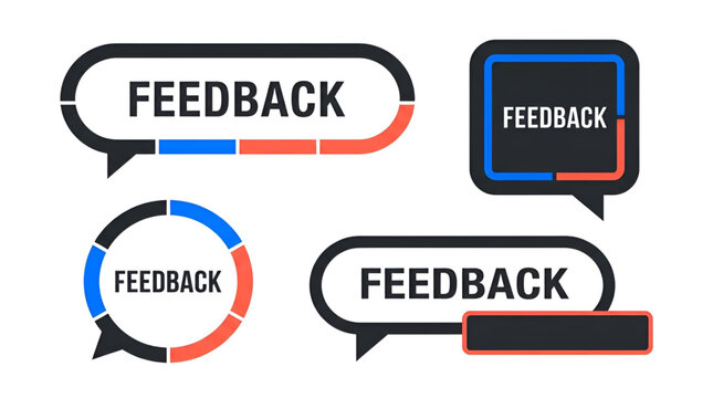 Set of four feedback speech bubble button graphics for web interface