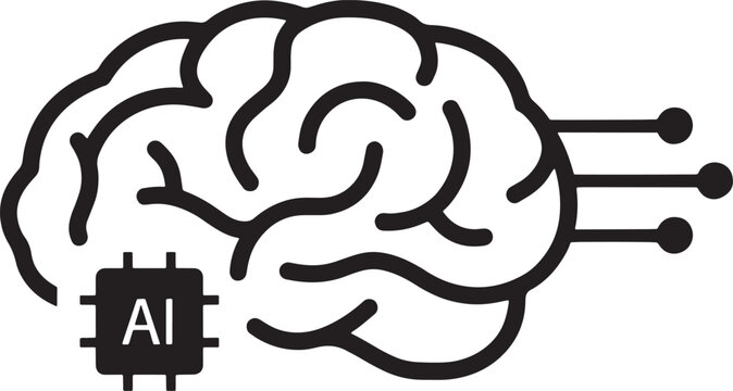 Concept of artificial intelligence brain technology representing neural networks and digital processing capabilities with cpu microchip circuitry integration.