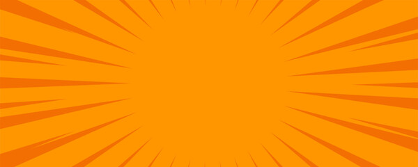 Fototapeta premium Orange comic book background with dynamic zoom speed lines manga style sunburst radial explosion effects bright pop art vector illustration template
