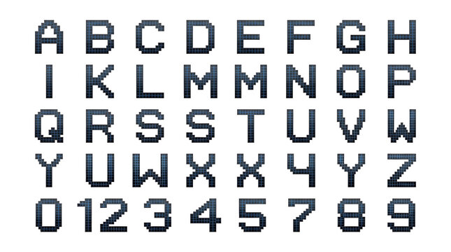 Black and white alphabet letters grid