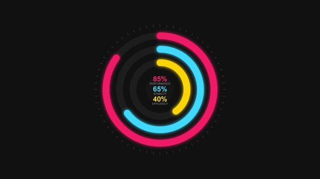 Data Dashboard Circular Progress Interface with Performance Metrics