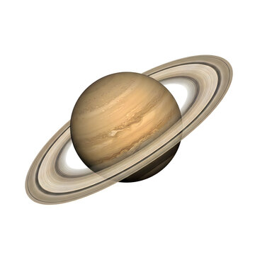 Realistic 3d illustration of saturn planet with rings in space
