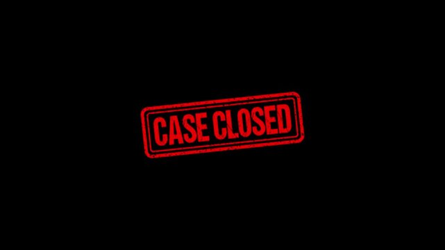 Case Closed rubber stamp animation. Case Closed Stamp textured bold text motion. Up to down stamp zooming and hit effect 4k video.