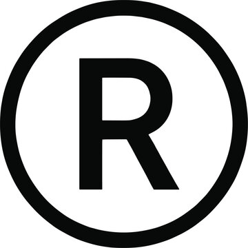 Registered trademark symbol R in a circle Keywords: registered, trademark, symbol, R, circle, icon, sign, logo, branding, legal