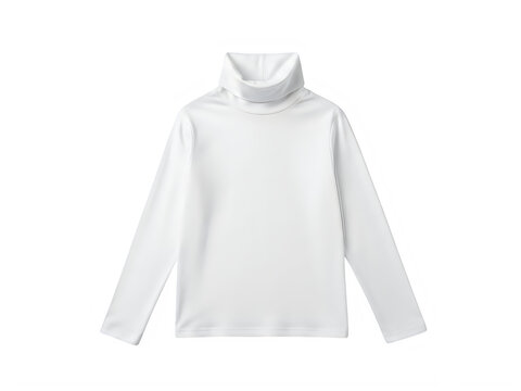 Minimalist white long-sleeve turtleneck top