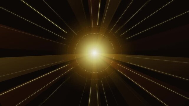 Radiant autumn sunburst shard beams rotating on widescreen background