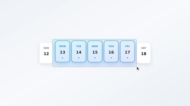 Interactive calendar day picker with drag selection marquee