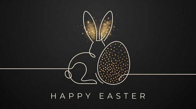 Elegant golden easter bunny minimalist greeting card 