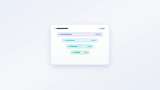 Wireframe sales conversion funnel chart with traveling data packets