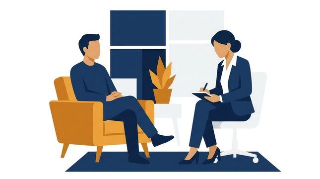 Mental Health Therapy Session with Counselor Flat Illustration